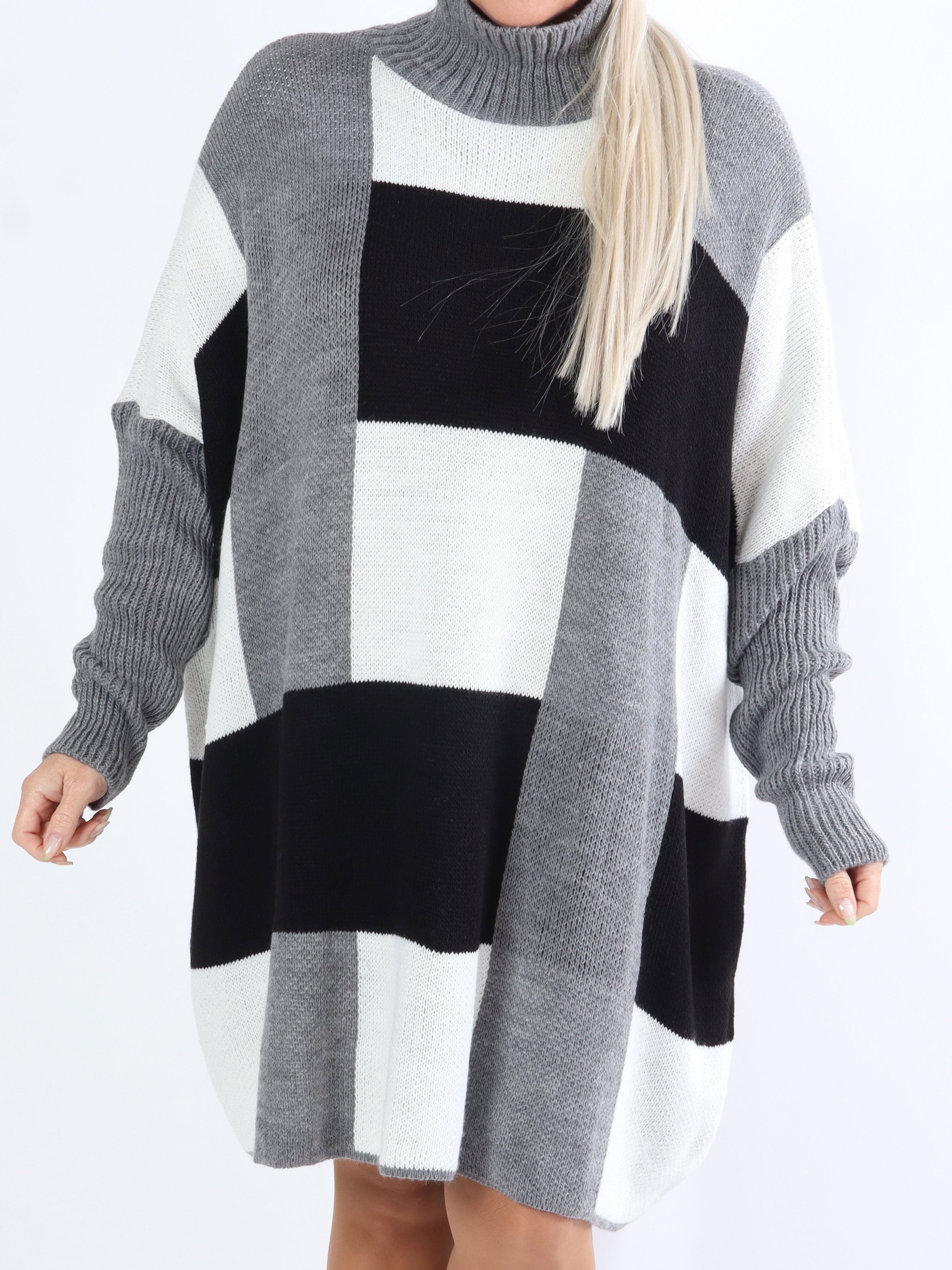 Yulia - Fin Plus size strik med tern i flotte farver